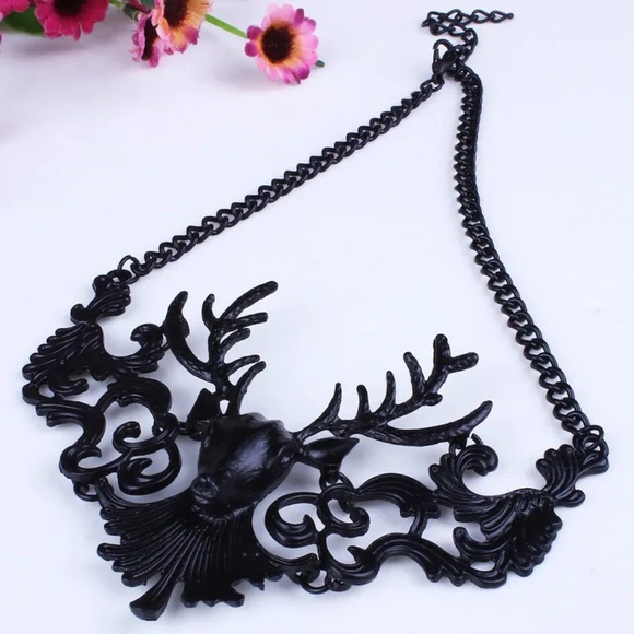 Fashion “Deer” To Be Different Deer Head Statement Necklace - Picture 4 of 6